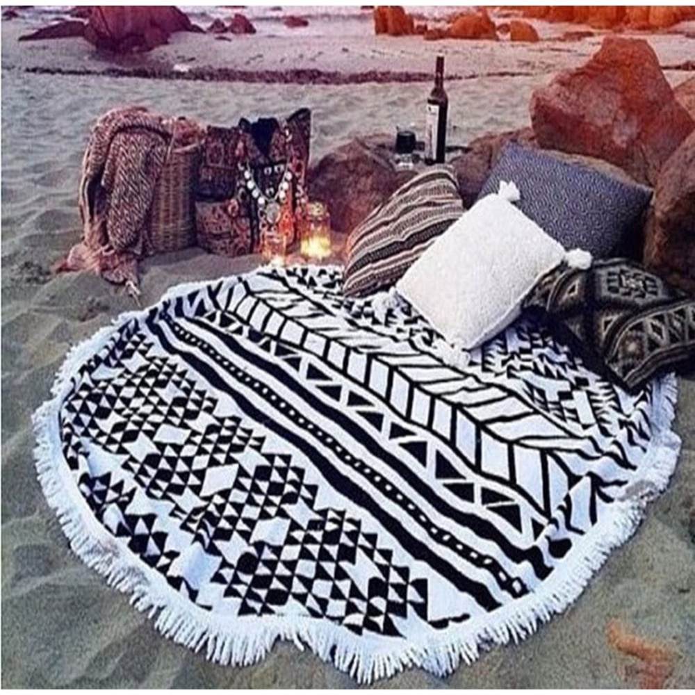 Aztec Tassel Retro Geometric Beach/Yoga/Room Blanket/Mat for Outdoors/Bedroom - Picture 2 of 5